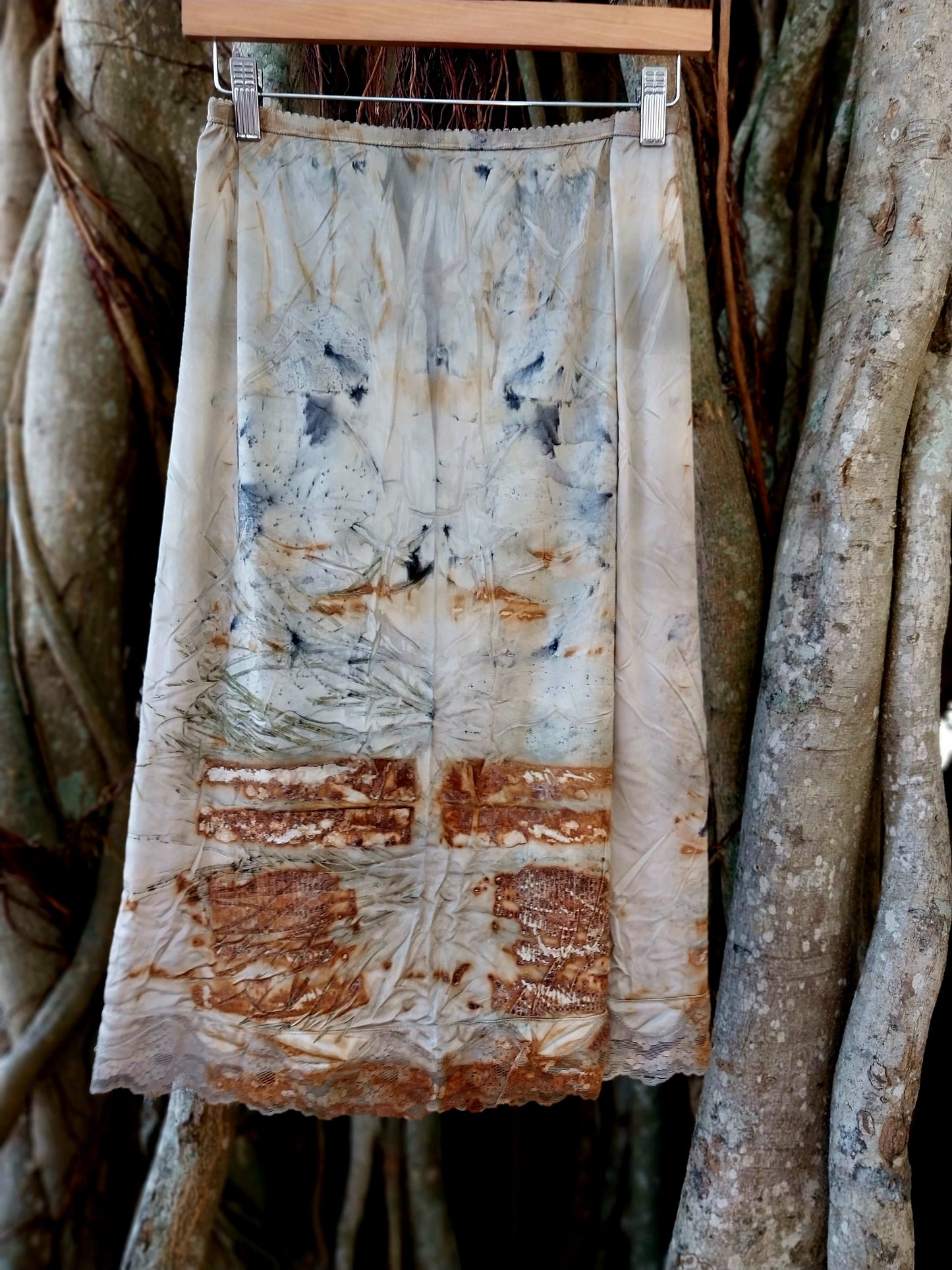Eco Print Vintage Half Slip Skirt