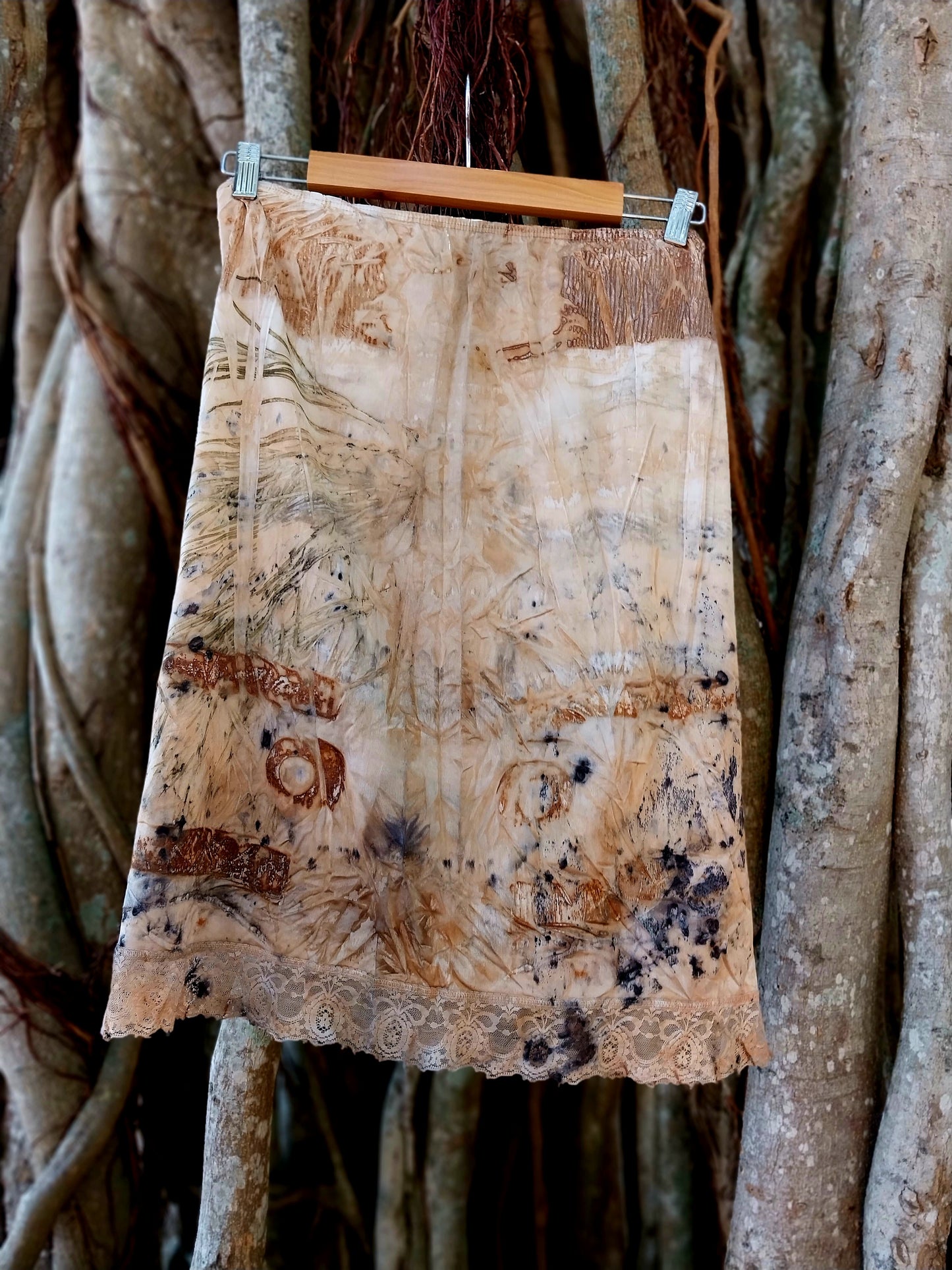 Eco Print Vintage Half Slip Skirt