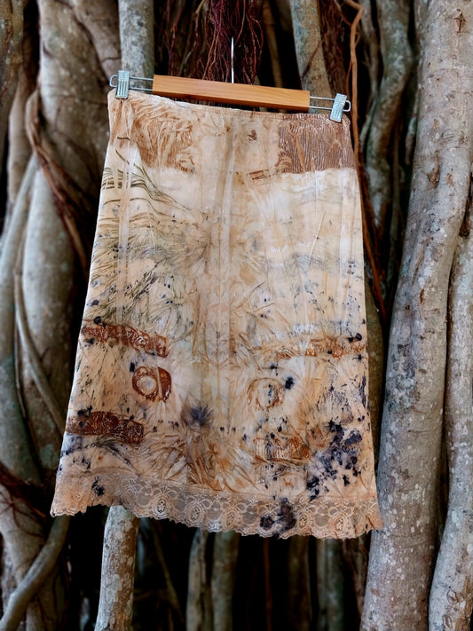 Eco Print Vintage Half Slip Skirt