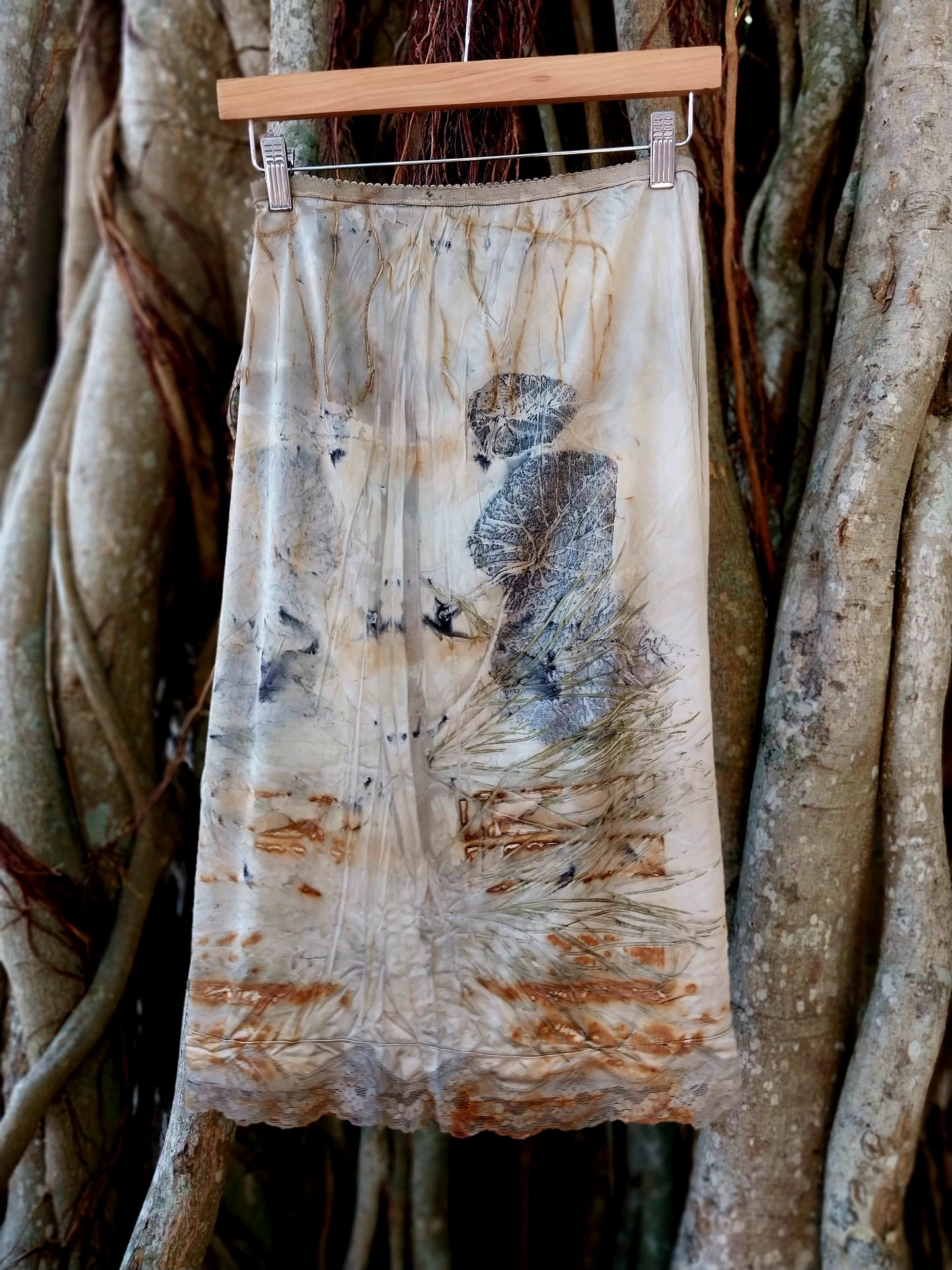 Eco Print Vintage Half Slip Skirt